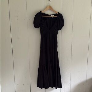 La Ligne Black Puff Sleeve Maxi Dress